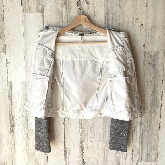 Free People Distressed Hooded Jean Jacket Size: XS - Picture 10 of 13